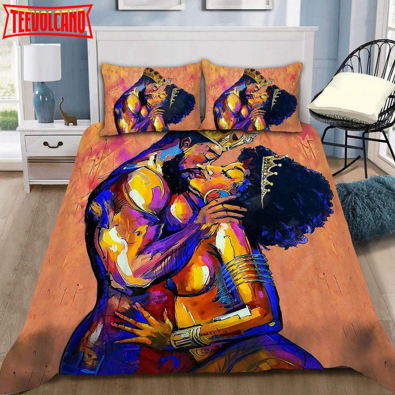 African Couple Love Custom Name Duvet Cover Bedding Set