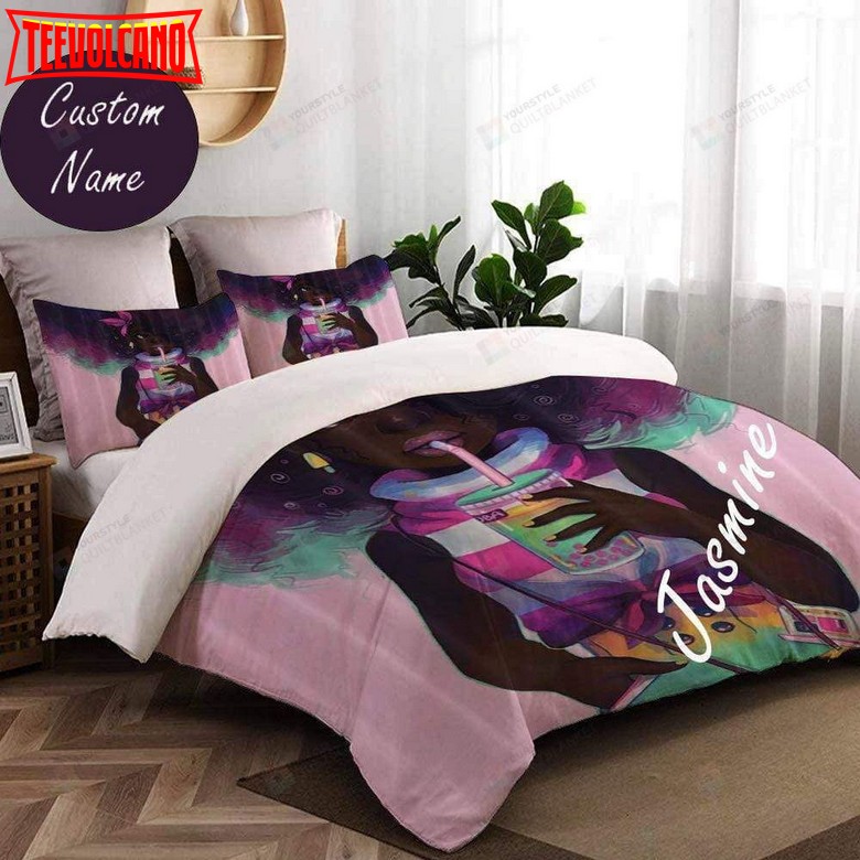 African Girl Personalized Custom Name Duvet Cover Bedding Set