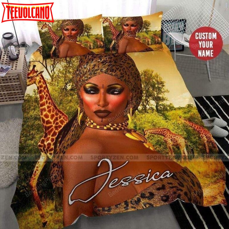 African Sexy Black Women In Wildlife Custom Duvet Cover Bedding Set