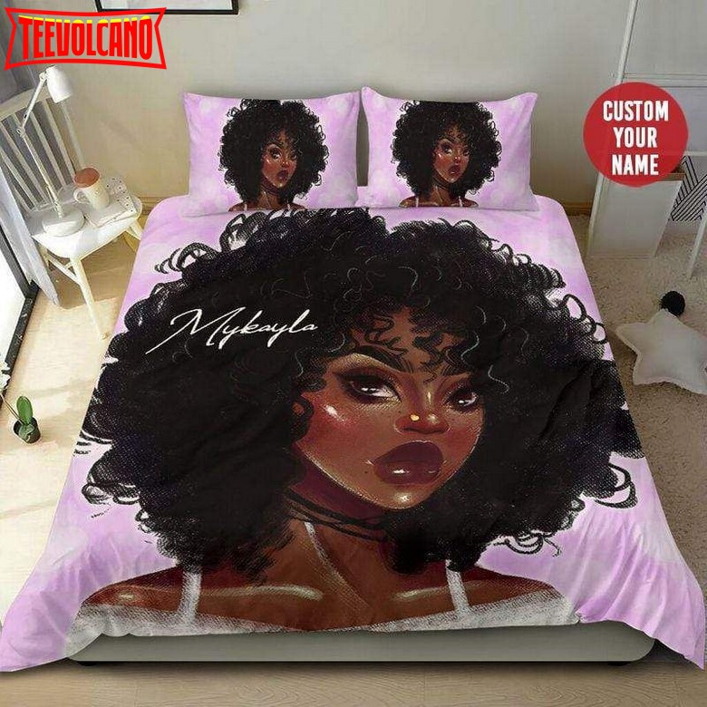 Afro Girl Custom Name Duvet Cover Bedding Set
