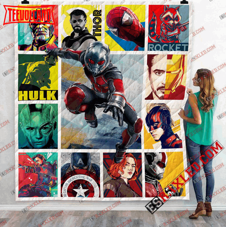 Ant Man With Avenger Team Marvel Infinity War End Game 3D Quilt Blanket