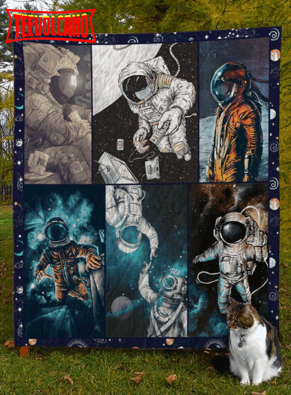 Astronaut Fly Me To The Moon 3D Quilt Blanket