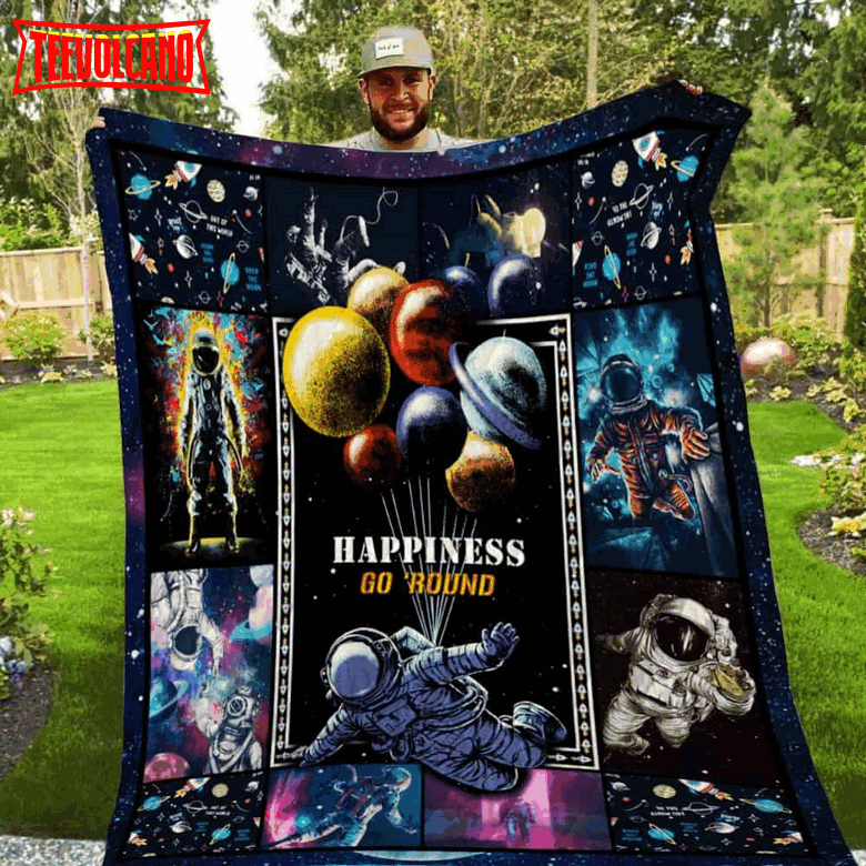 Astronaut Happiness Go Around 3D Quilt Blanket