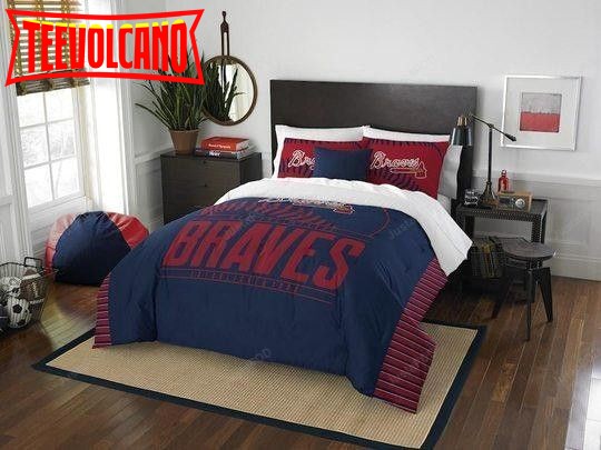 Atlanta Braves Halloween And Christmas Duvet Cover Bedding Set