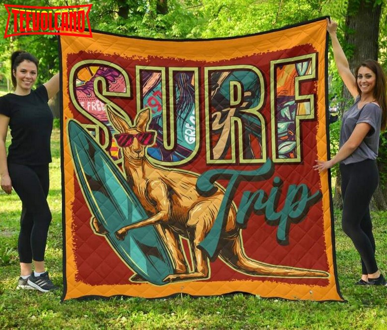 Australia Kangaroo Surfing Premium 3D Quilt Blanket