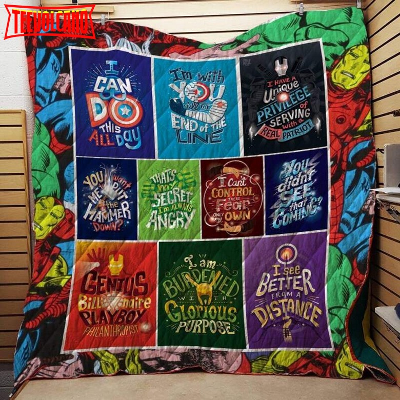 Avenger Characters Quotes 3D Quilt Blanket