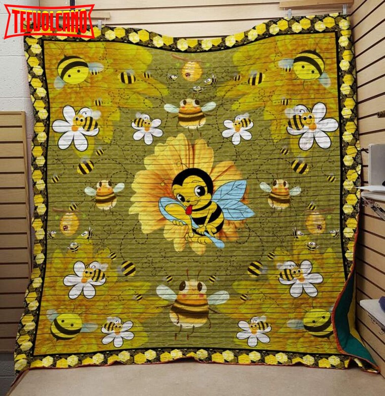 Baby Bee Flower 3D Customized Quilt Blanket