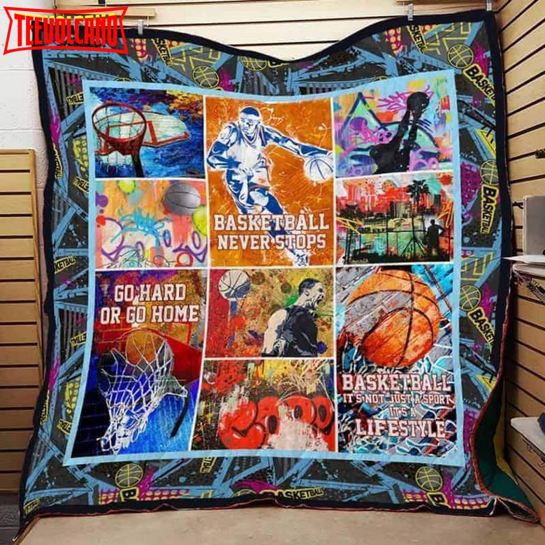 Basketball Never Stops 3D Customized Quilt Blanket