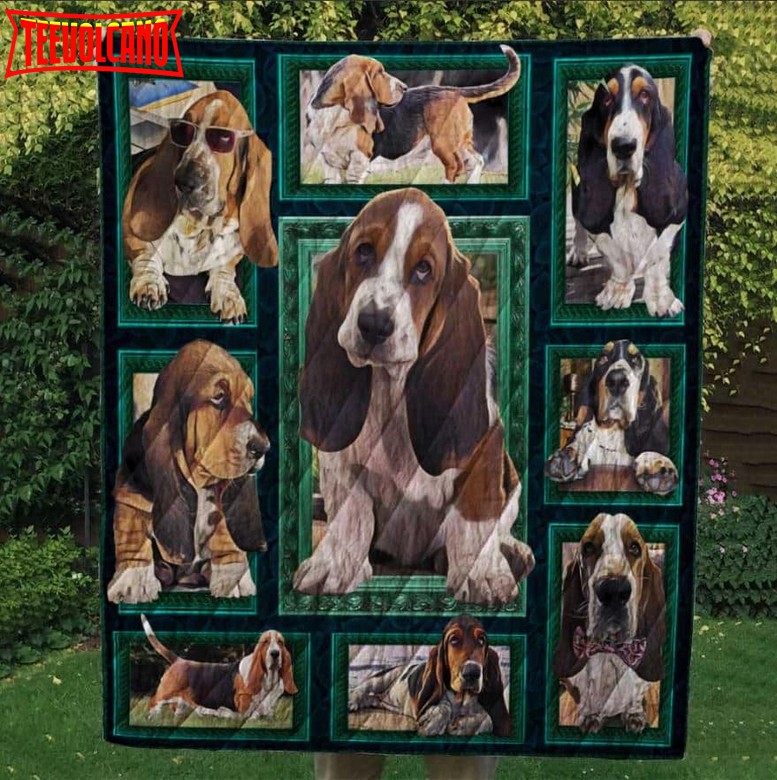 Basset Hound My Valentine 3D Quilt Blanket