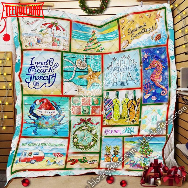 Beach Life Christmas Quilt Blanket