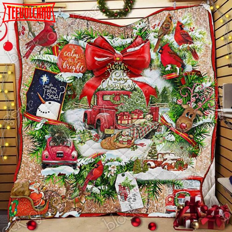 Beautiful Christmas Wreath 3D Quilt Blanket