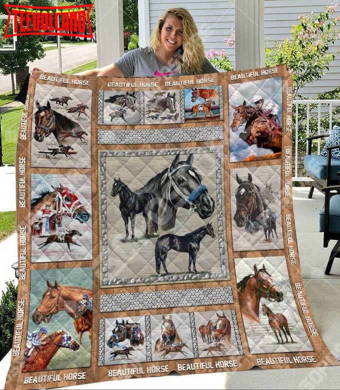 Beautiful Horse Racing Like 3D Customized Quilt Blanket