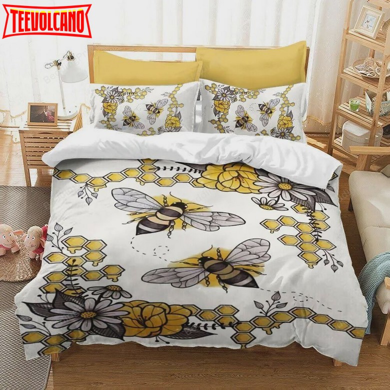 Bee With Flower Bed Sheets Duvet Cover Bedding Sets