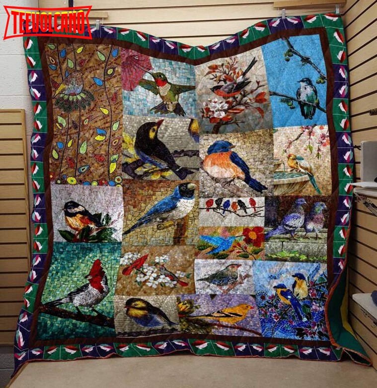 Bird And Flower 3D Customized Quilt Blanket