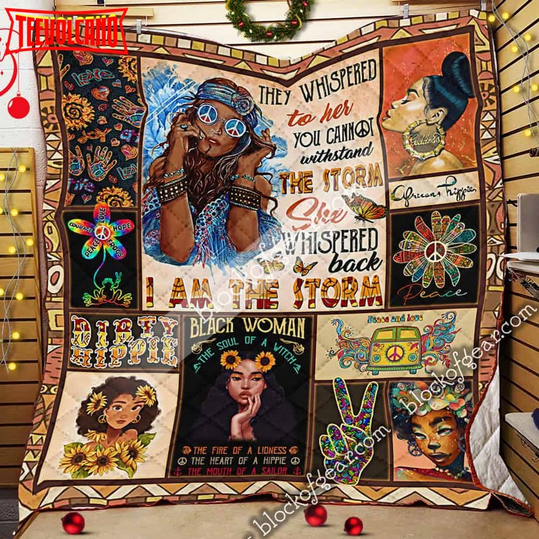 Black Hippie Woman 3D Quilt Blanket