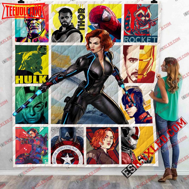 Black Widow With Avenger Team Marvel Infinity War End Game 3D Customized Quilt Blanket