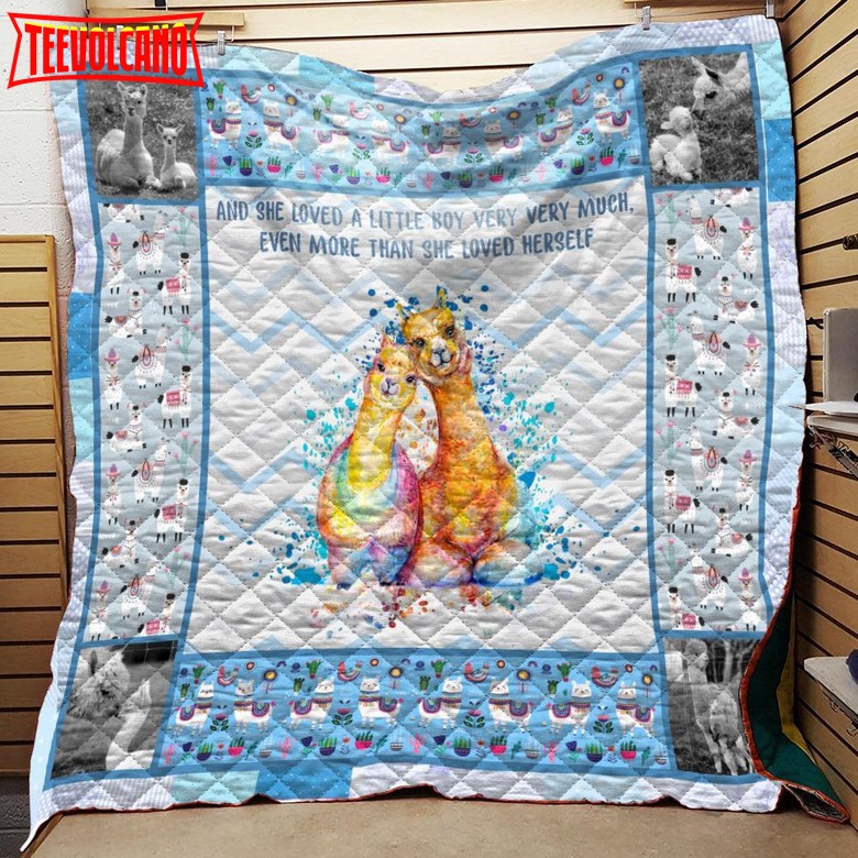 Blue Alpaca Mama 3D Customized Quilt Blanket