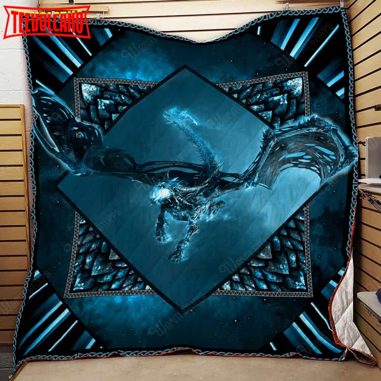 Blue Fantasy Dragon 3D Customized Quilt Blanket