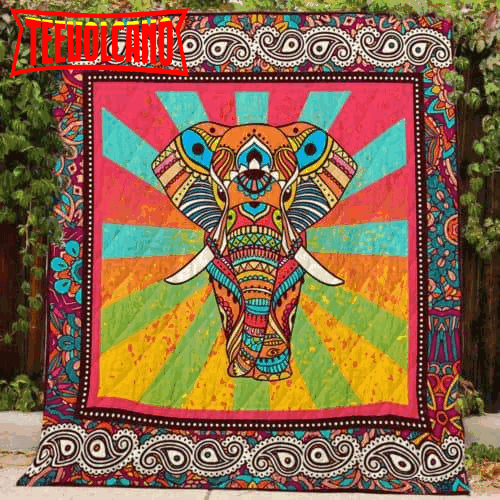 Boho Elephant Art 3D Customized Quilt Blanket