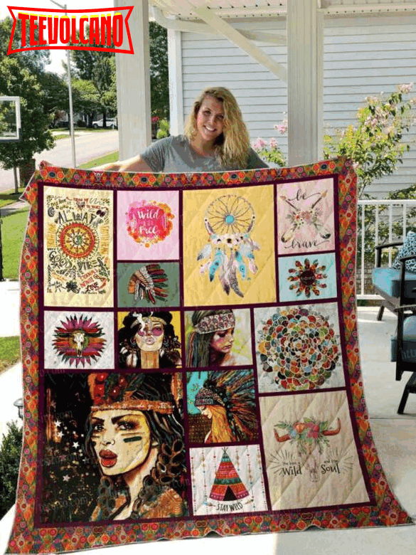 Boho Girl 3D Quilt Blanket