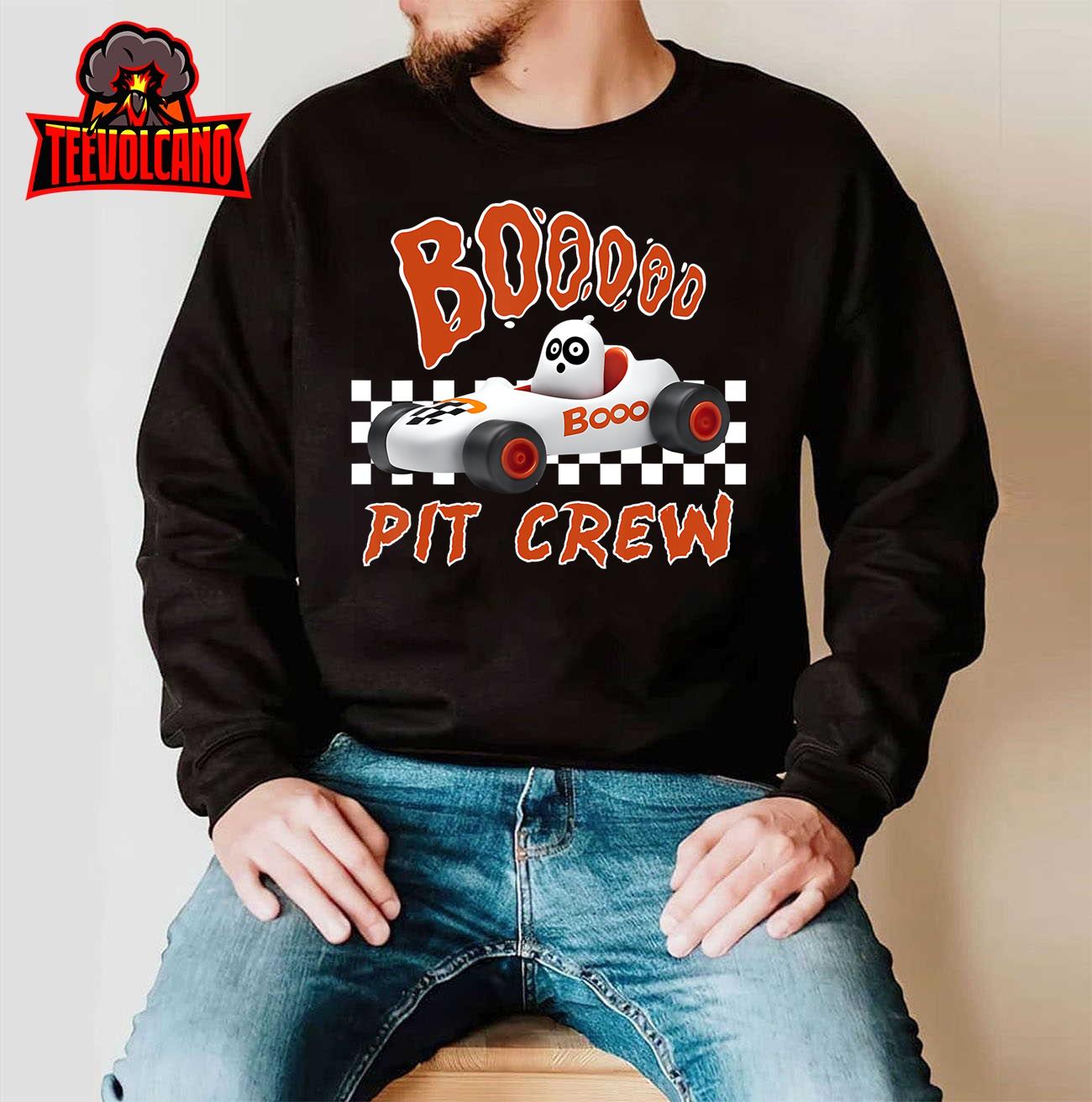 Boo Ghost Pit Crew Racing Halloween Matching Race Car Party T-Shirt