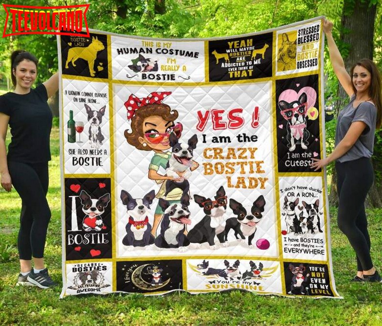 Boston Terrier Bostie Lady 3D Quilt Blanket