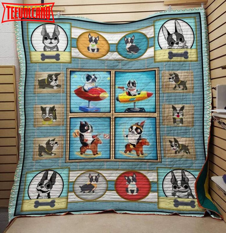 Bostonterrier 3D Customized Quilt Blanket