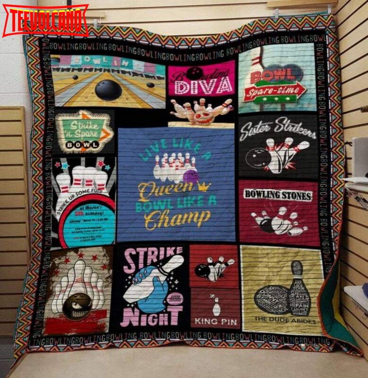 Bowling Queen Champ 3D Customized Quilt Blanket