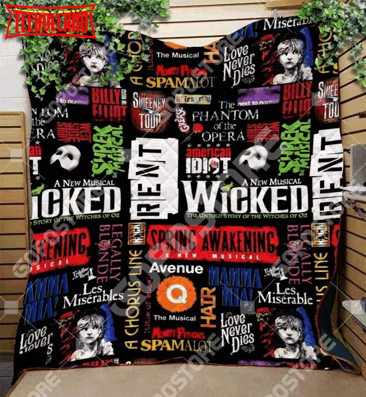 Broadway Musical Collage Like 3D Customized Quilt Blanket