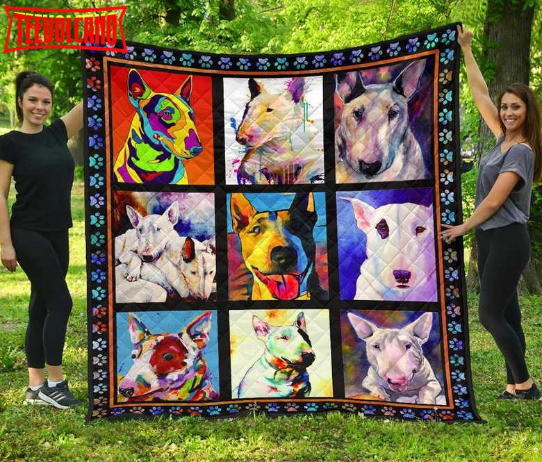 Bull Terrier Colorful Bull Terrier 3D Quilt Blanket