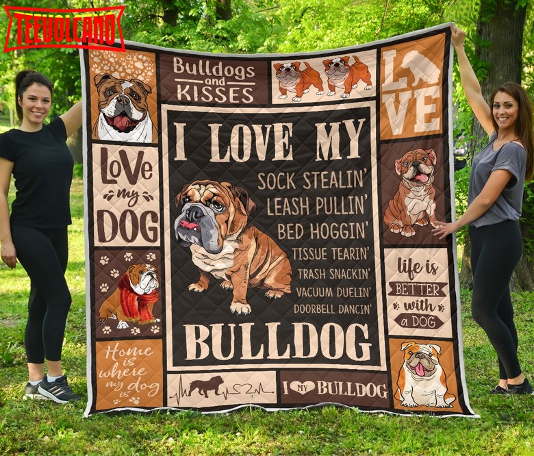 Bulldog And Kiss 3D Quilt Blanket