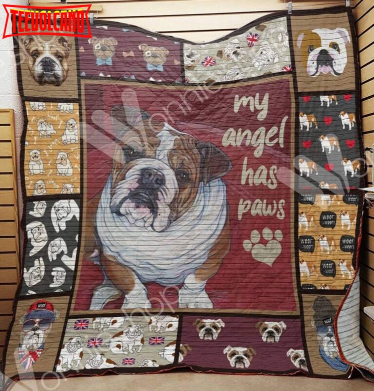 Bulldog My Angel Has Paws 3D Quilt Blanket