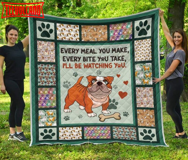 Bulldog Watching You 3D Quilt Blanket