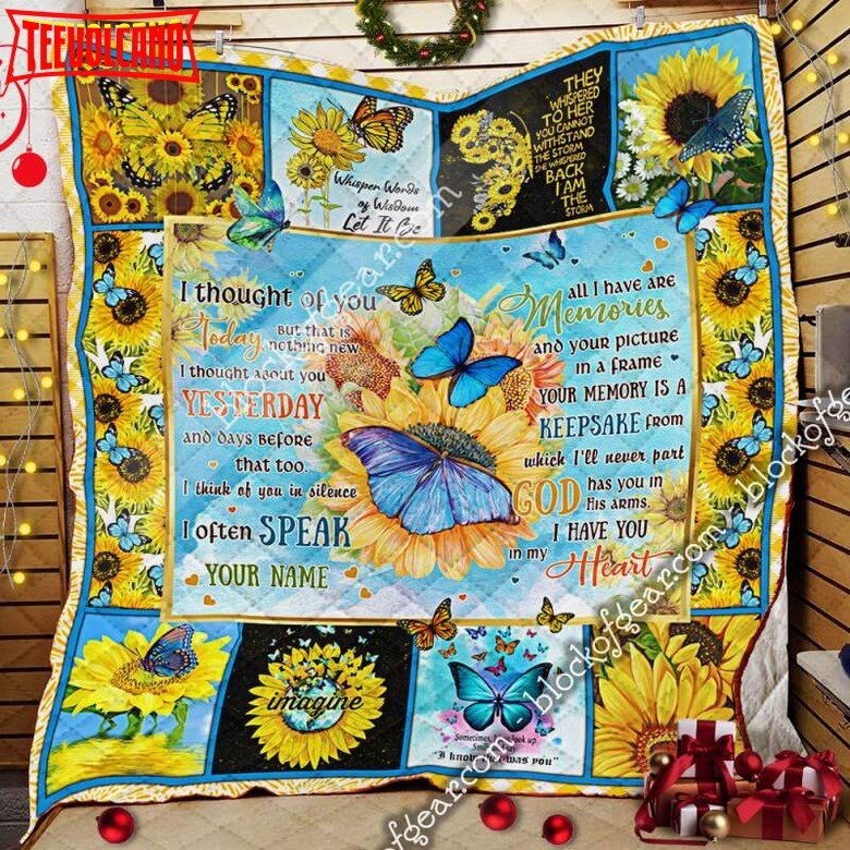 Butterfly And Sunflower 3D Quilt Blanket