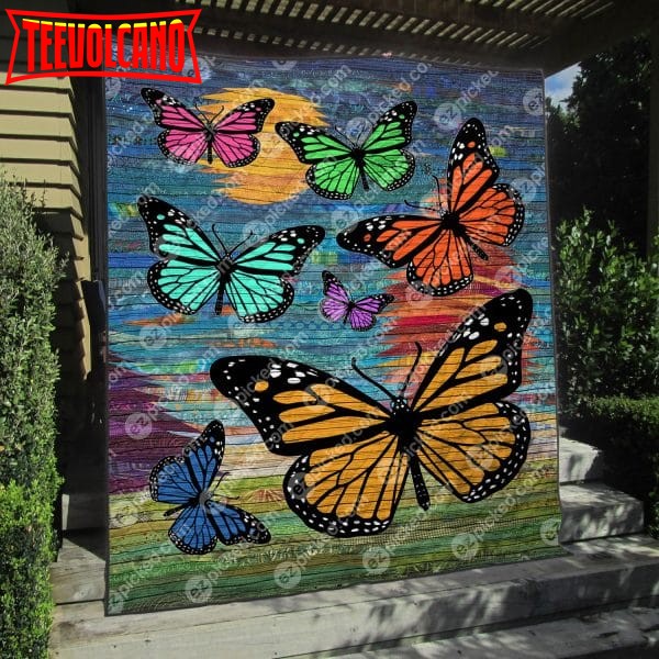 Butterfly Colorful Friends Christmas Gift 3D Quilt Blanket