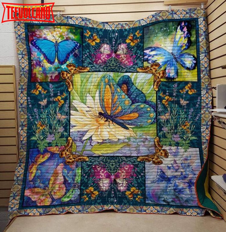 Butterfly Flower 3D Customized Quilt Blanket