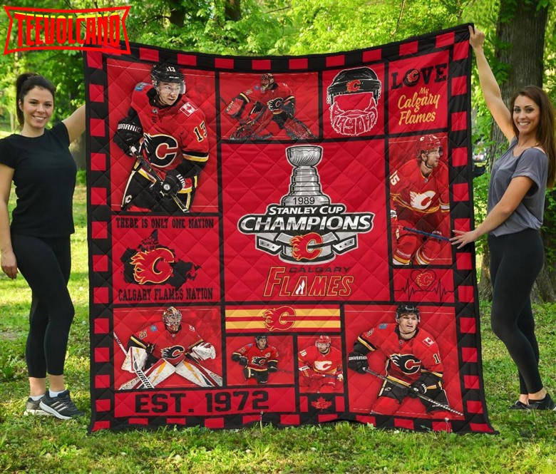 Calgary Flames Hockey Quilt Blanket