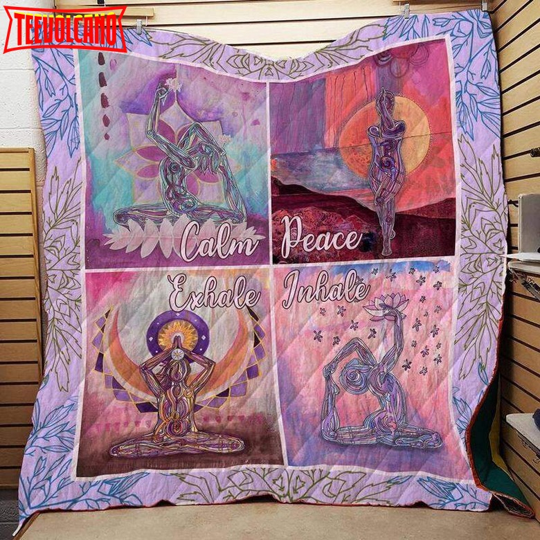 Calm Peace Exhale Inhale Yoga 3D Customized Quilt Blanket