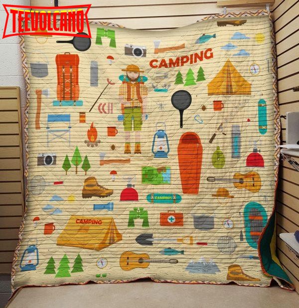 Camping And Necessary Things 3D Customized Quilt Blanket