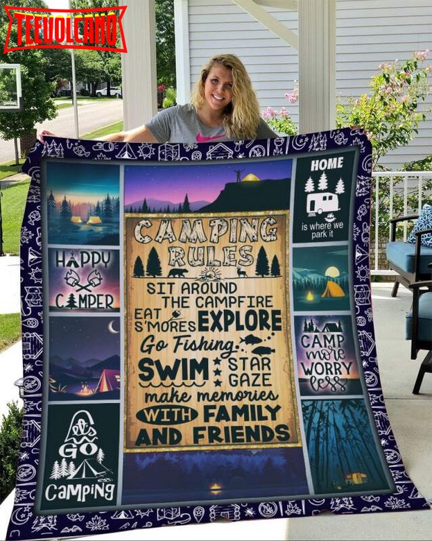 Camping Happy Camper With Camp Rules 3D Quilt Blanket