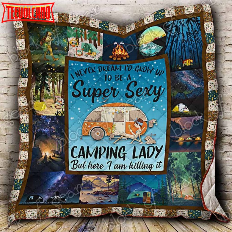 Camping Lady 3D Quilt Blanket