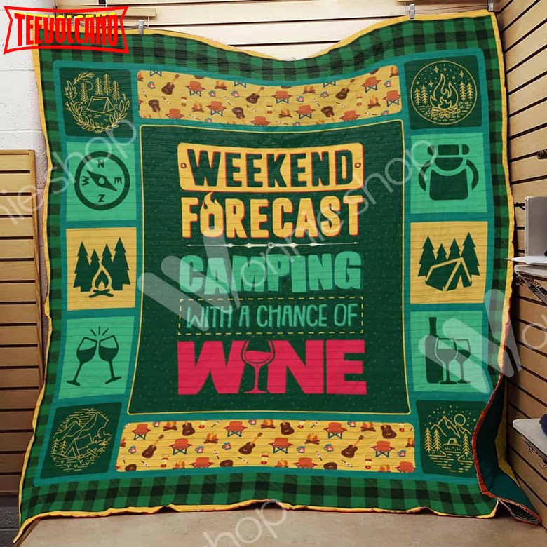 Camping Wine 3D Customized Quilt Blanket