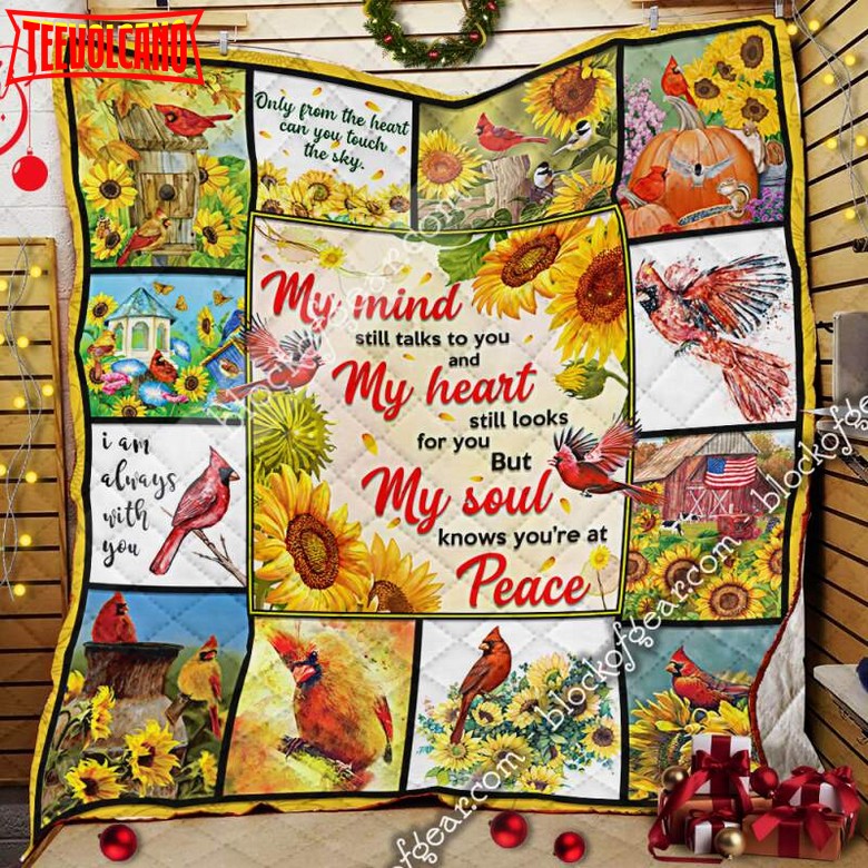 Cardinal And Sunflower 3D Quilt Blanket