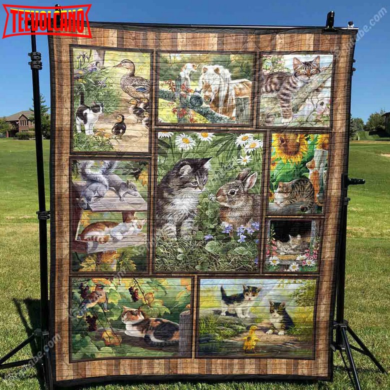 Cat And Friends 3D Quilt Blanket