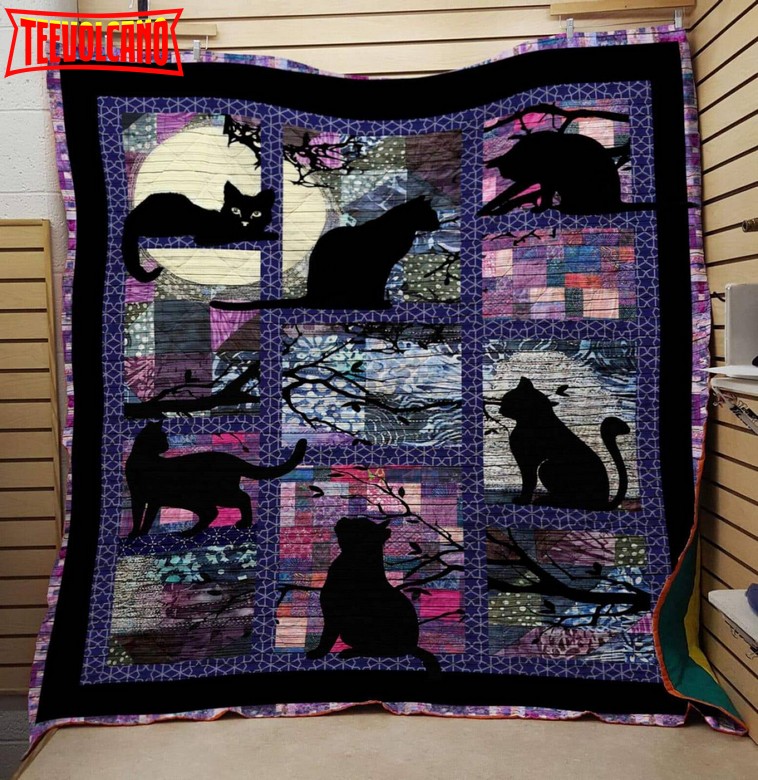 Cat Black 3D Customized Quilt Blanket