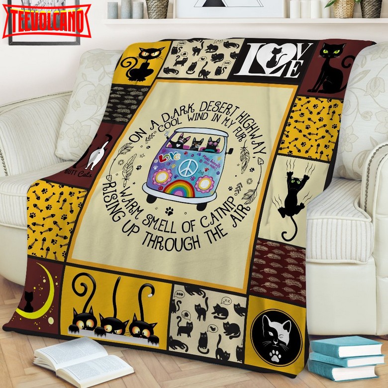 Cat Black On Highway Circle All Over Print 3D Quilt Blanket