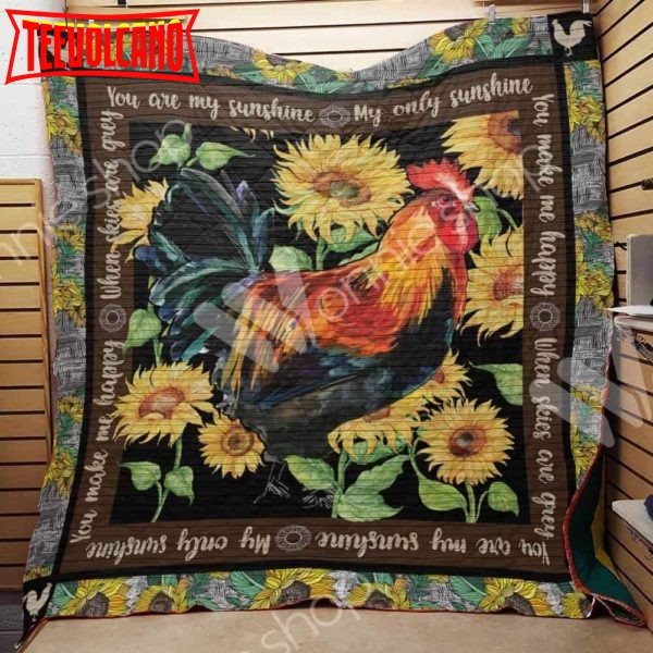 Chicken Sunflower 3D Customized Quilt Blanket