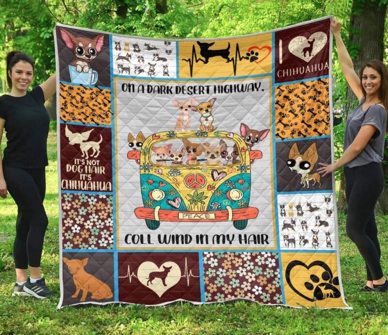 Chihuahua Glitter Love 3D Quilt Blanket