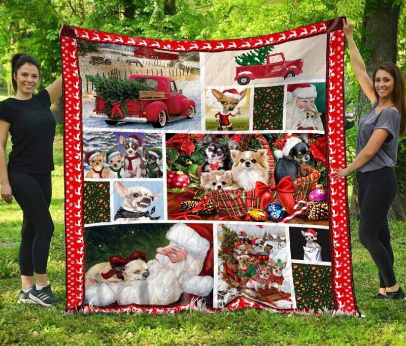 Chihuahua In Christmas 3D Quilt Blanket