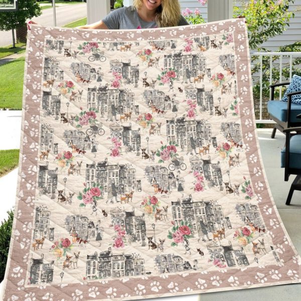 Chihuahua Urban 3D Customized Quilt Blanket